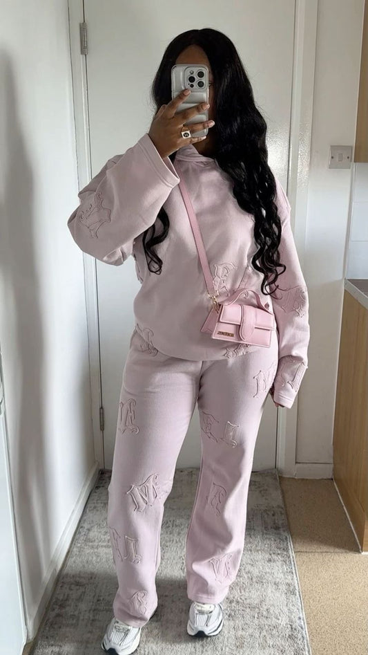 Baby Pink Hoodie Two Piece Set