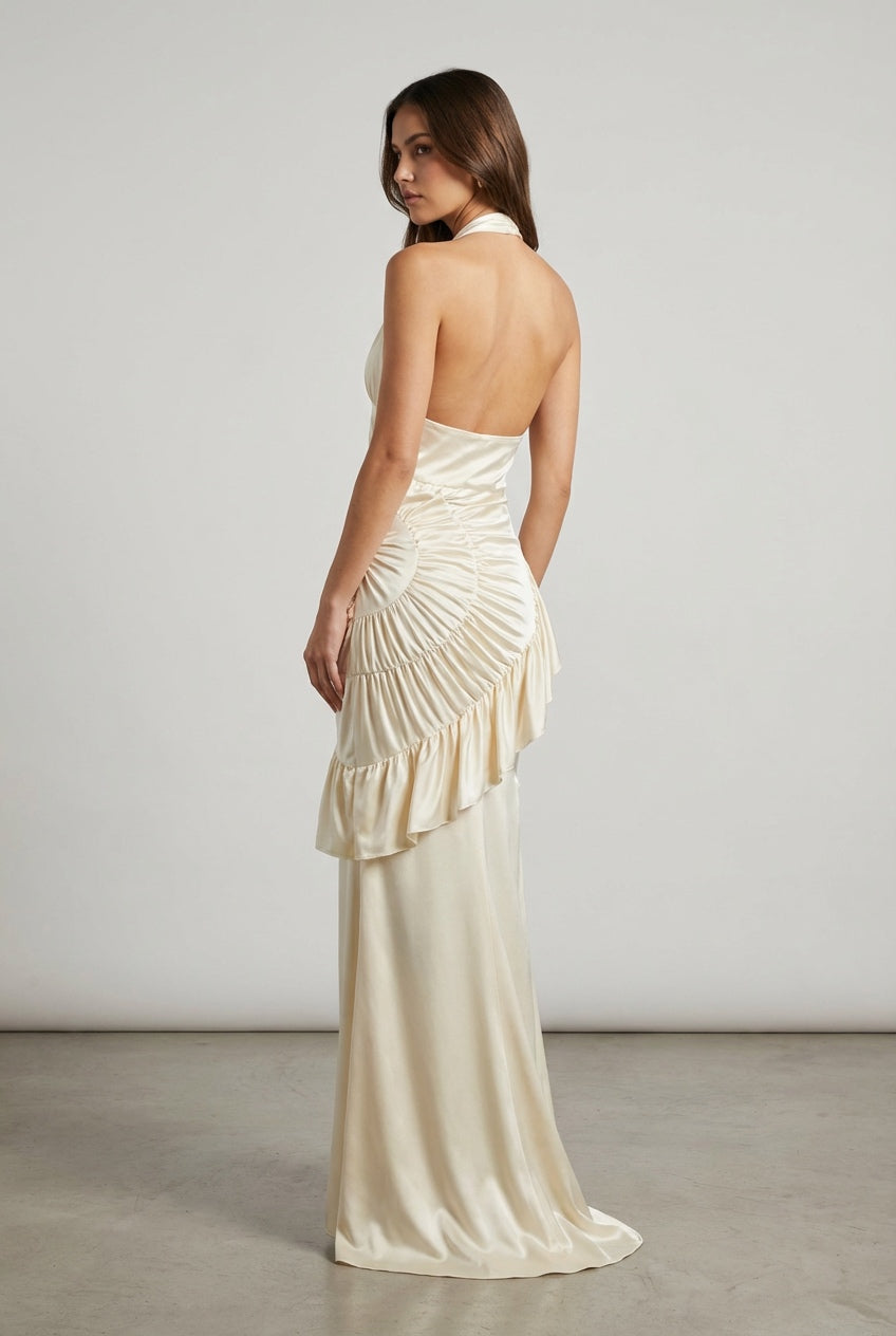 Seraphina™ Halter Ruffle Maxi Dress