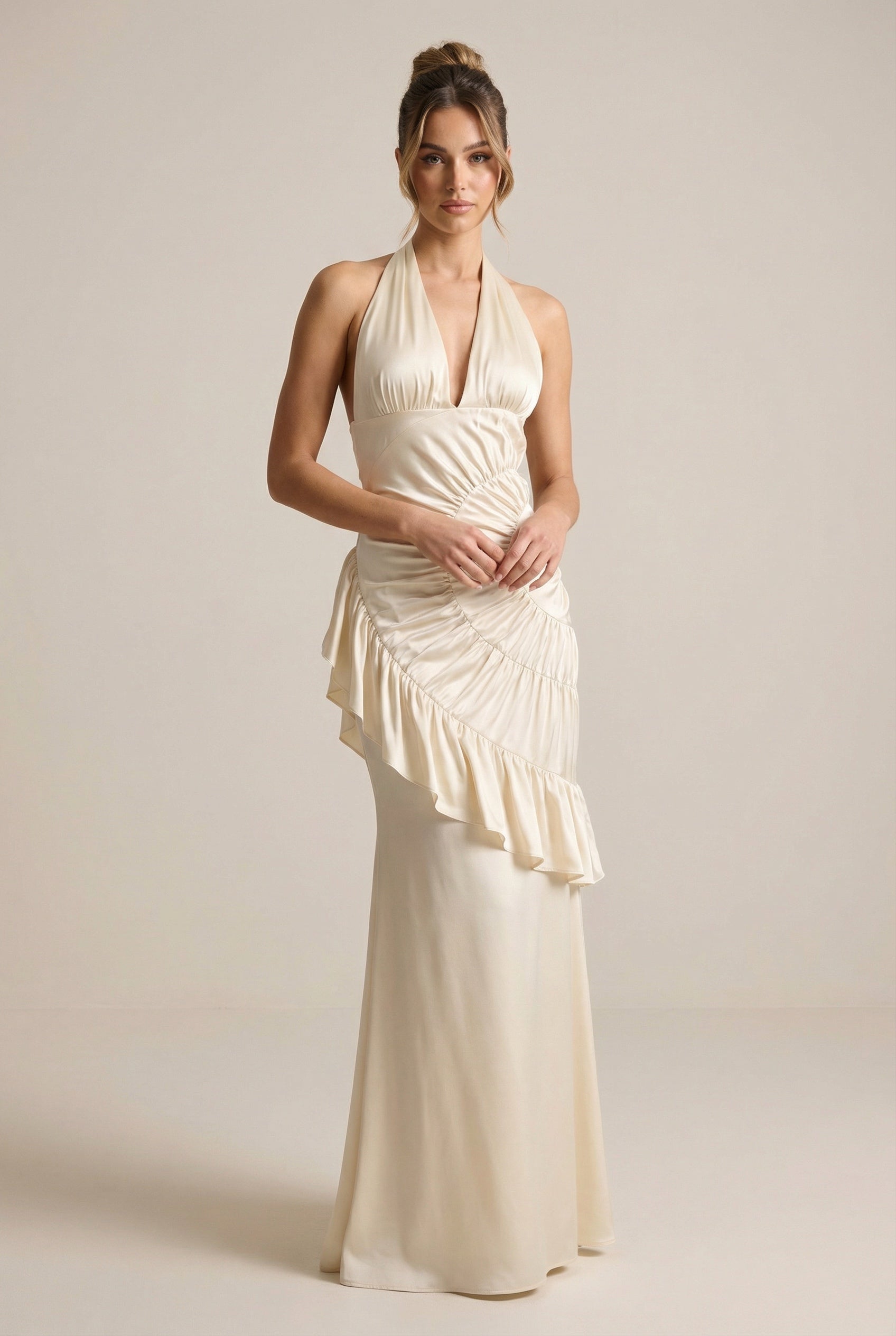 Seraphina™ Halter Ruffle Maxi Dress