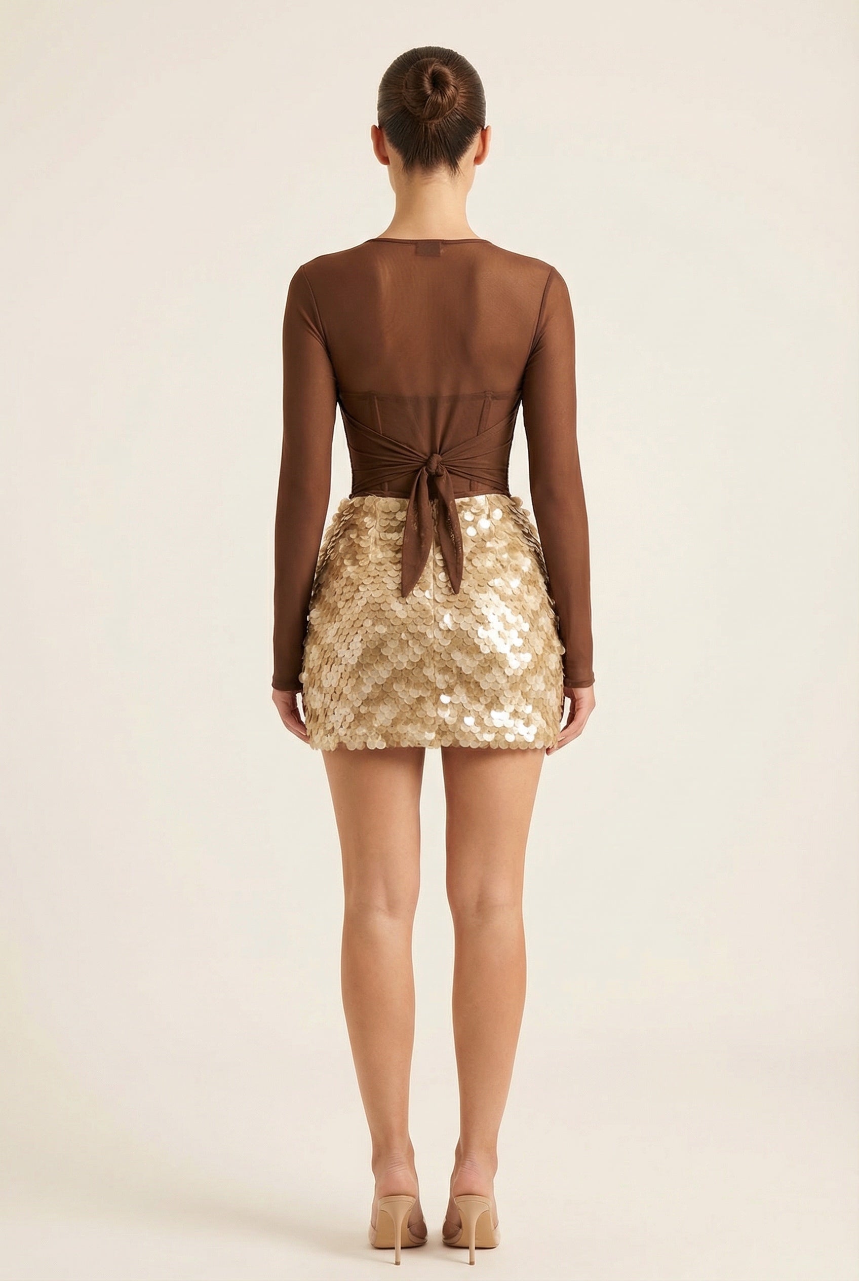 Aurelia™ Mocha Corset Sequin Mini Dress