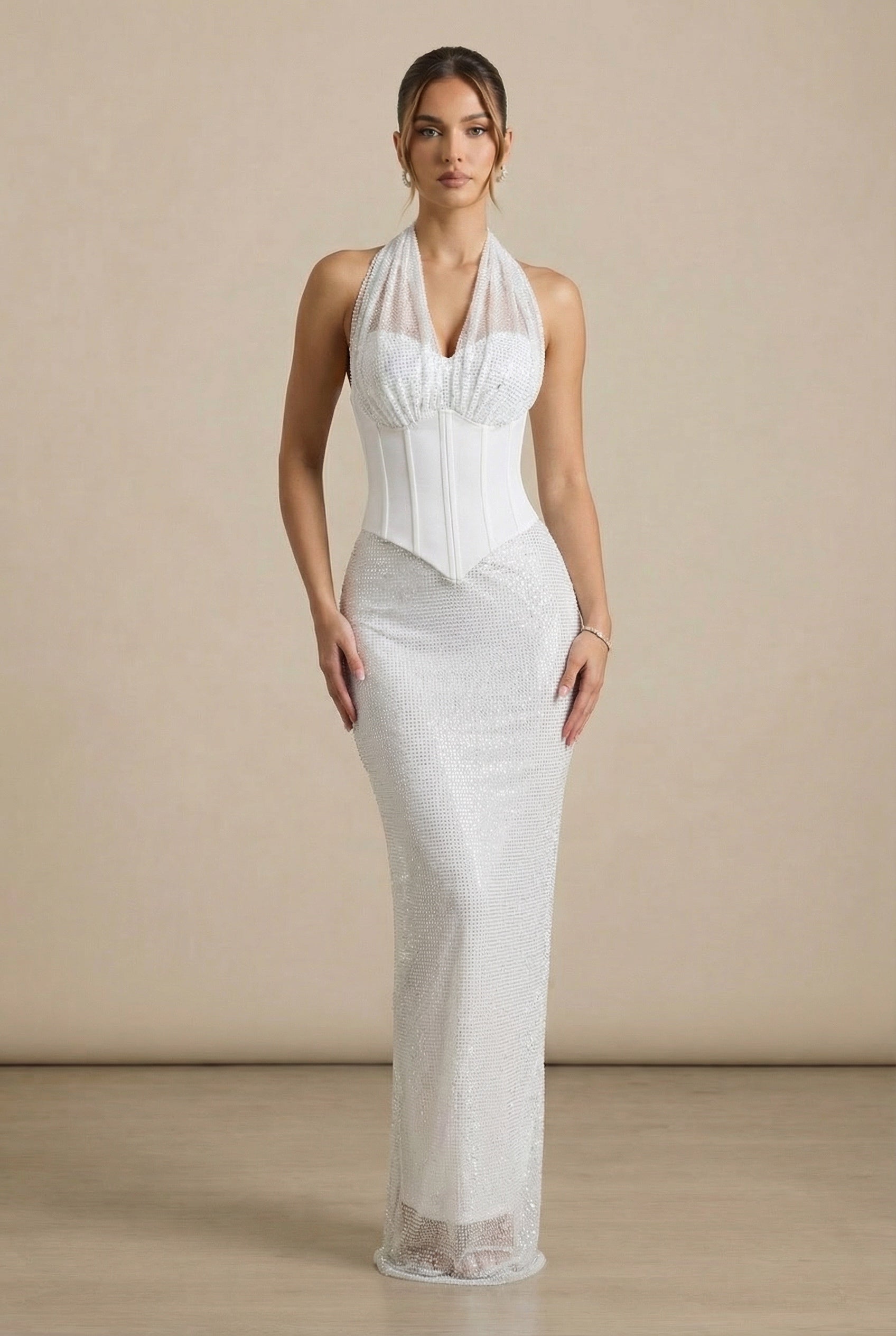 Sorella™ Sculpted Halter Corset Maxi Dress