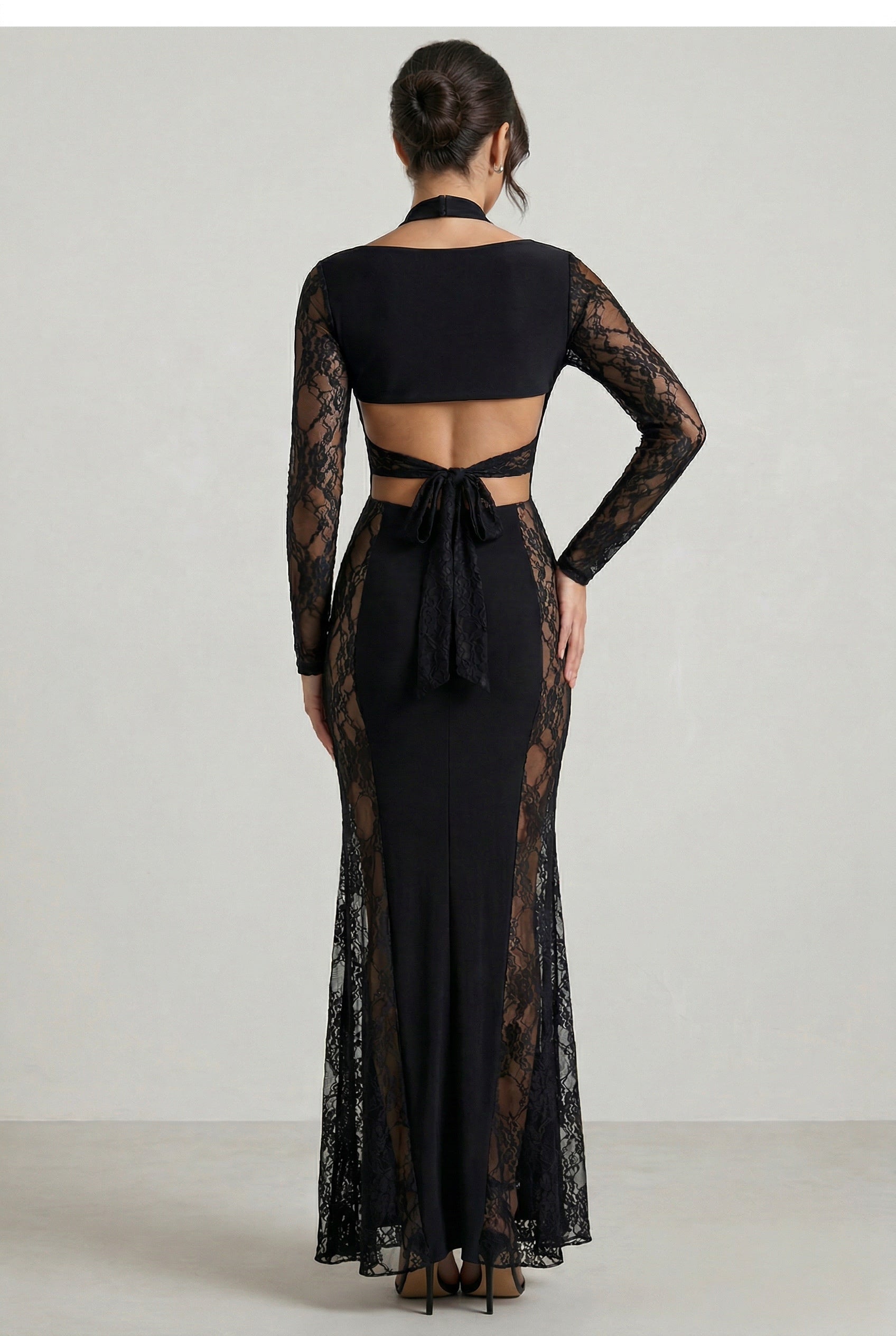 Velarisse™ Lace Panel Halter Maxi Dress