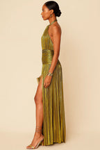 Aurora™ Halter Pleated Backless Maxi Dress
